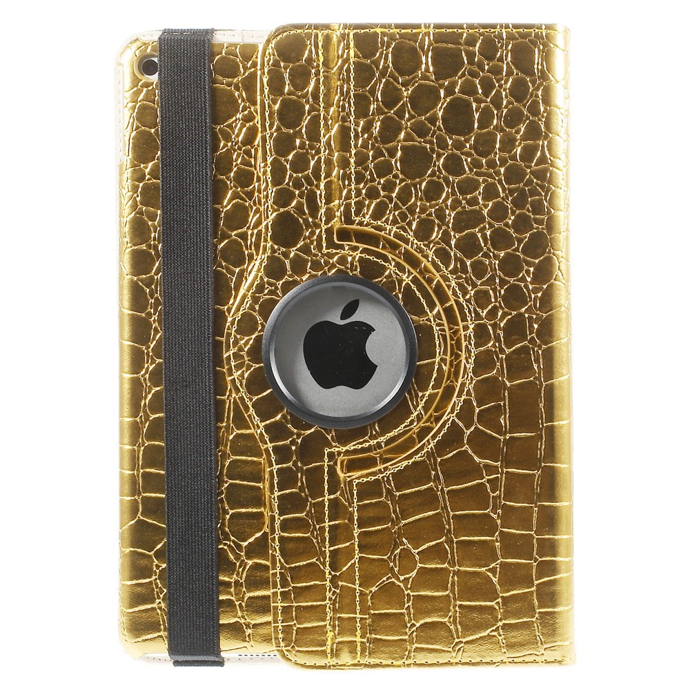 Gold Crocodile Texture PU Leather Cover Case for iPad Air 2 w/ 360 Degree Rotary Stand-3