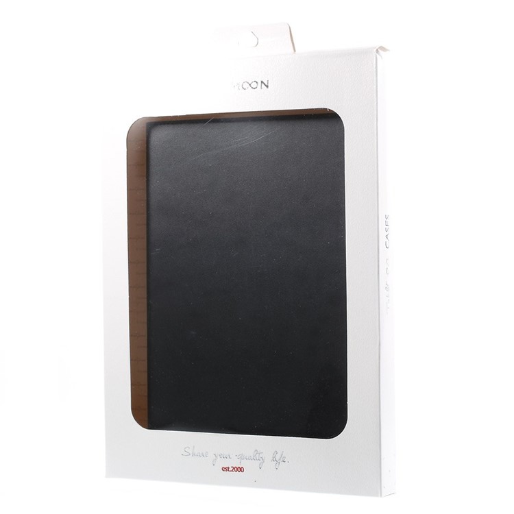 Black DOORMOON Genuine Leather Smart Case with Stand for iPad Air 2-9