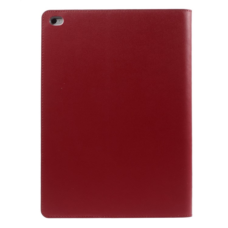 Red for iPad Air 2 DOORMOON Intelligent Genuine Leather Case with Stand-3