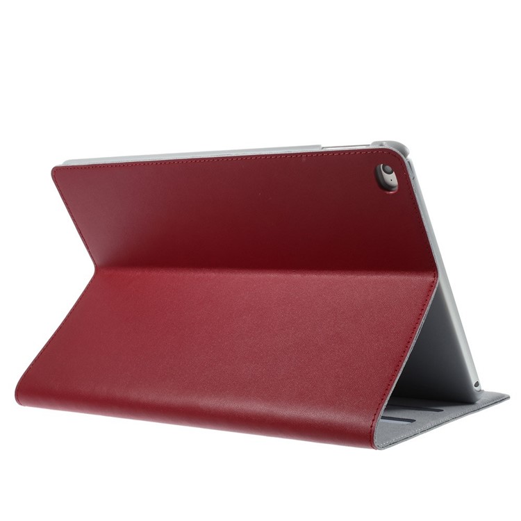 Red for iPad Air 2 DOORMOON Intelligent Genuine Leather Case with Stand-4