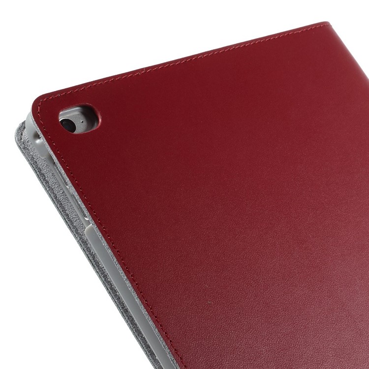 Red for iPad Air 2 DOORMOON Intelligent Genuine Leather Case with Stand-5