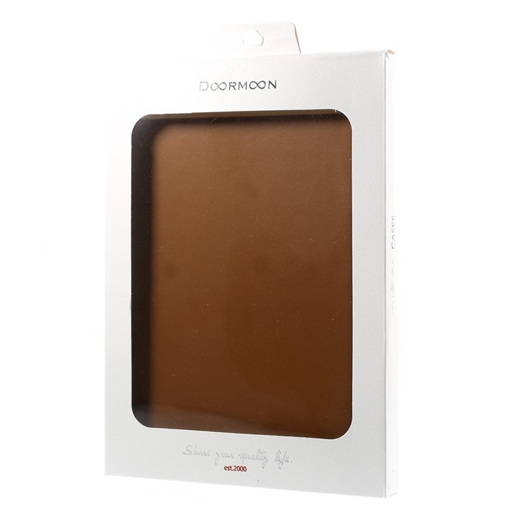 Brown DOORMOON Smart Genuine Leather Stand Case for iPad Air 2-7