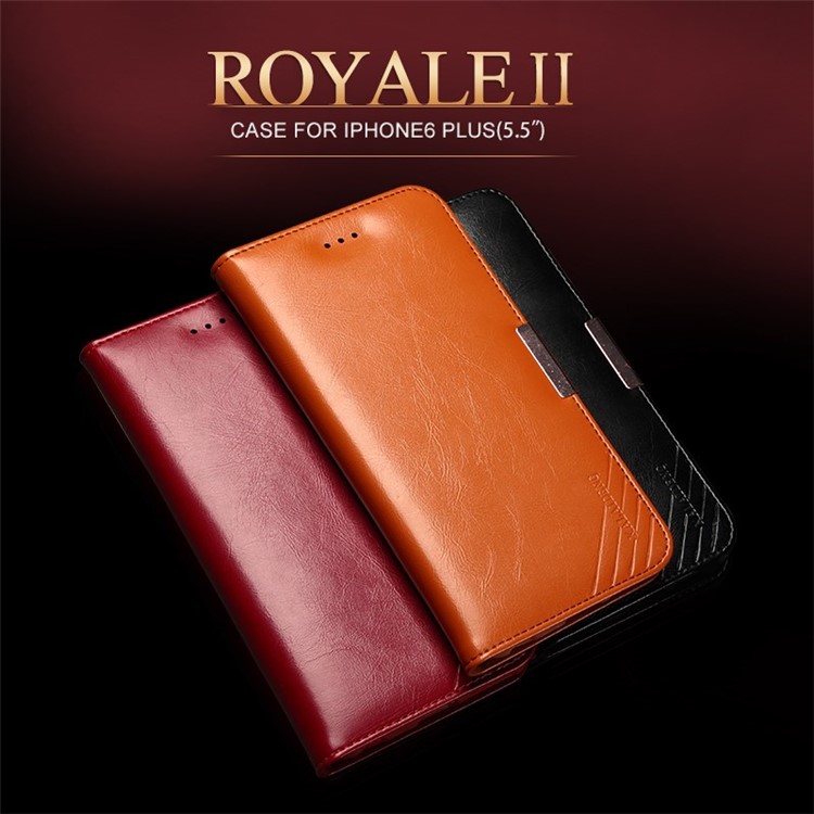 KLD Royale II Series for iPhone 6 Plus / 6s Plus (5.5) Genuine Leather Case with Card Slots - Black-5
