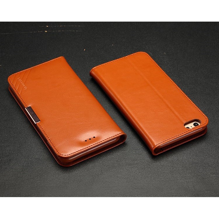 KLD Royale II Series for iPhone 6 Plus / 6s Plus Genuine Leather Stand Cover Card Holder - Brown-2