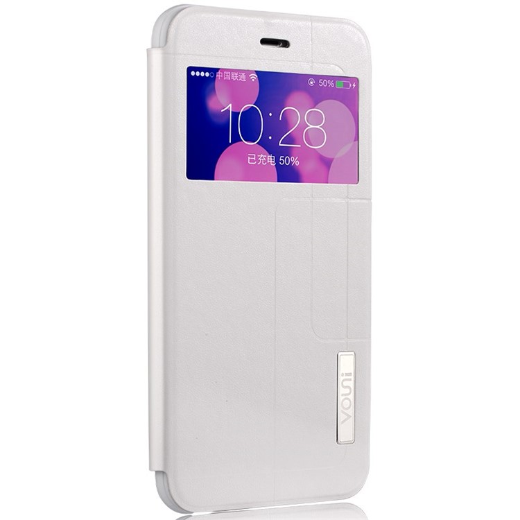 VOUNI Visual Series Unique View Window Leather Case for iPhone 6 Plus / 6s Plus 5.5 Inch - White-3