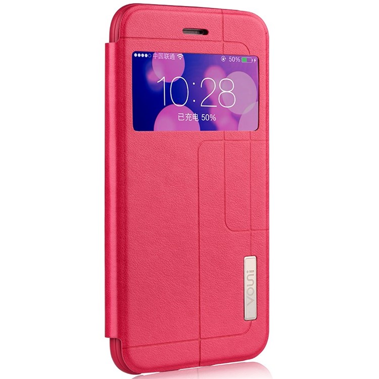 VOUNI Unique Window View Leather Pretective Case for iPhone 6 / 6s 4.7 Inch - Red-3