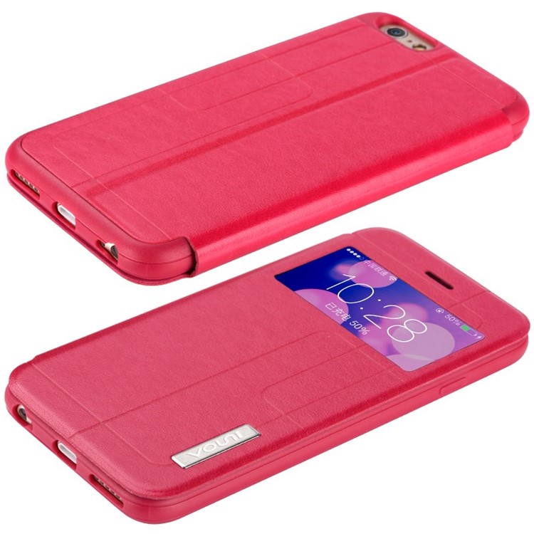VOUNI Unique Window View Leather Pretective Case for iPhone 6 / 6s 4.7 Inch - Red-5