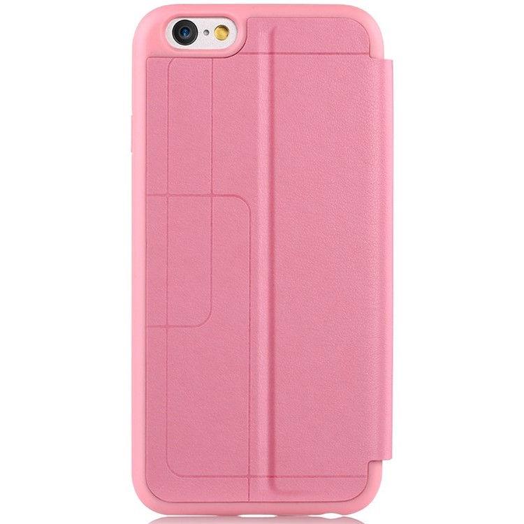 VOUNI Unique Flap Leather Case with Window View for iPhone 6 / 6s 4.7 Inch - Pink-2