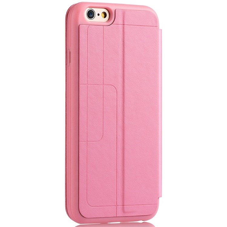 VOUNI Unique Flap Leather Case with Window View for iPhone 6 / 6s 4.7 Inch - Pink-4