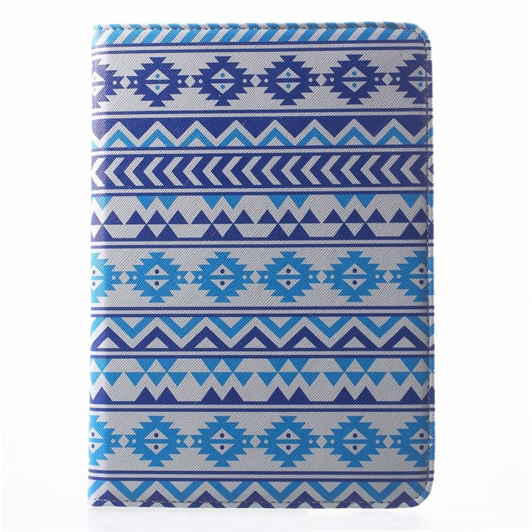 Smart Leather Folio Cover with Swivel Stand for iPad Air 2 Blue Tribal Pattern-2