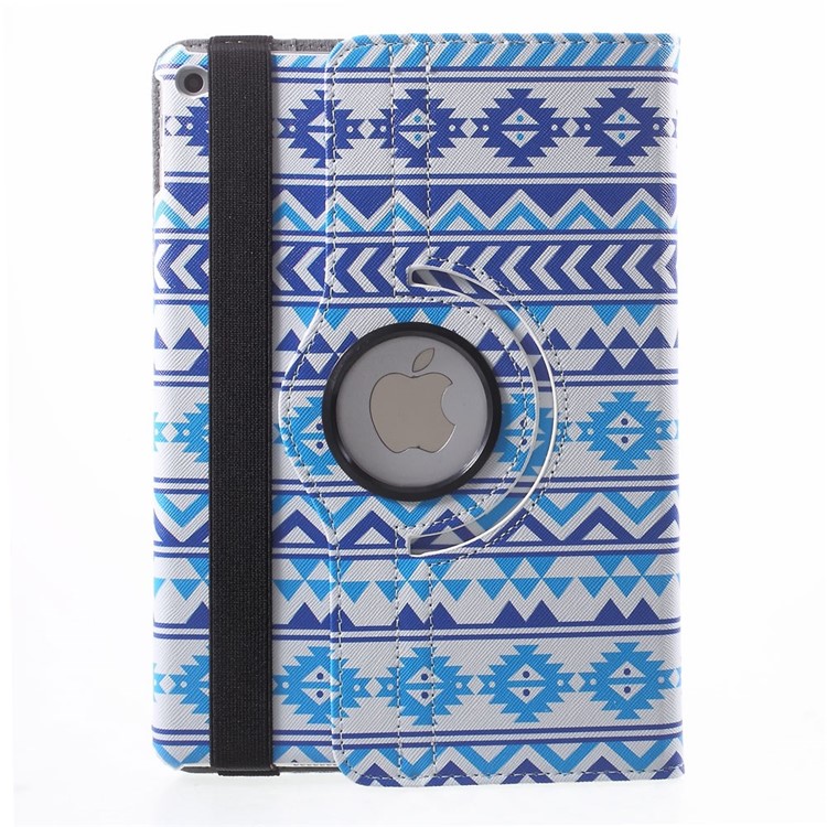 Smart Leather Folio Cover with Swivel Stand for iPad Air 2 Blue Tribal Pattern-3