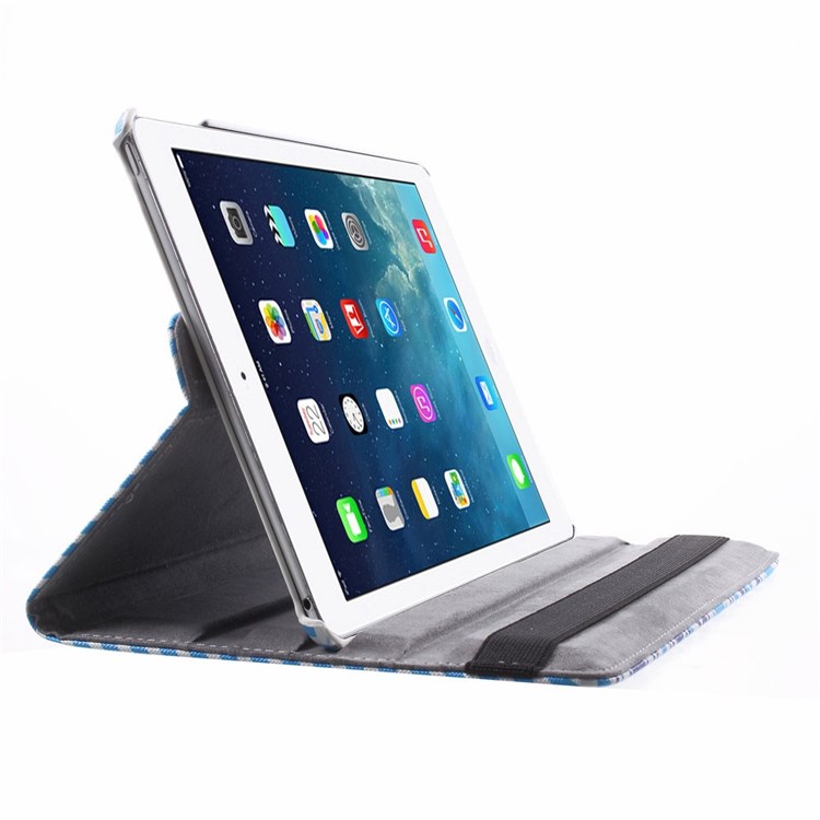 Smart Leather Folio Cover with Swivel Stand for iPad Air 2 Blue Tribal Pattern-4