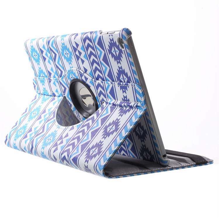 Smart Leather Folio Cover with Swivel Stand for iPad Air 2 Blue Tribal Pattern-5