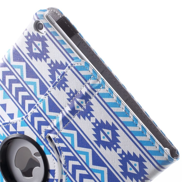 Smart Leather Folio Cover with Swivel Stand for iPad Air 2 Blue Tribal Pattern-8