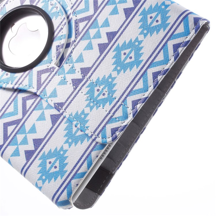 Smart Leather Folio Cover with Swivel Stand for iPad Air 2 Blue Tribal Pattern-9