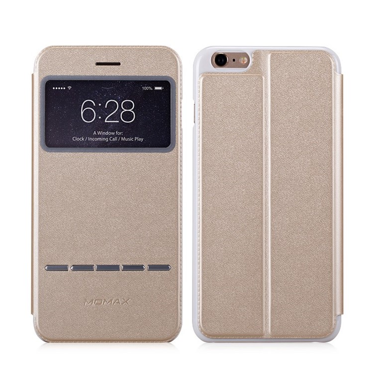 MOMAX Flip View Slide Answer Leather Stand Cover for iPhone 6 Plus / 6s Plus - Gold-1