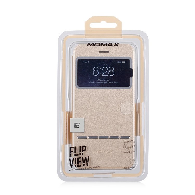 MOMAX Flip View Slide Answer Leather Stand Cover for iPhone 6 Plus / 6s Plus - Gold-11
