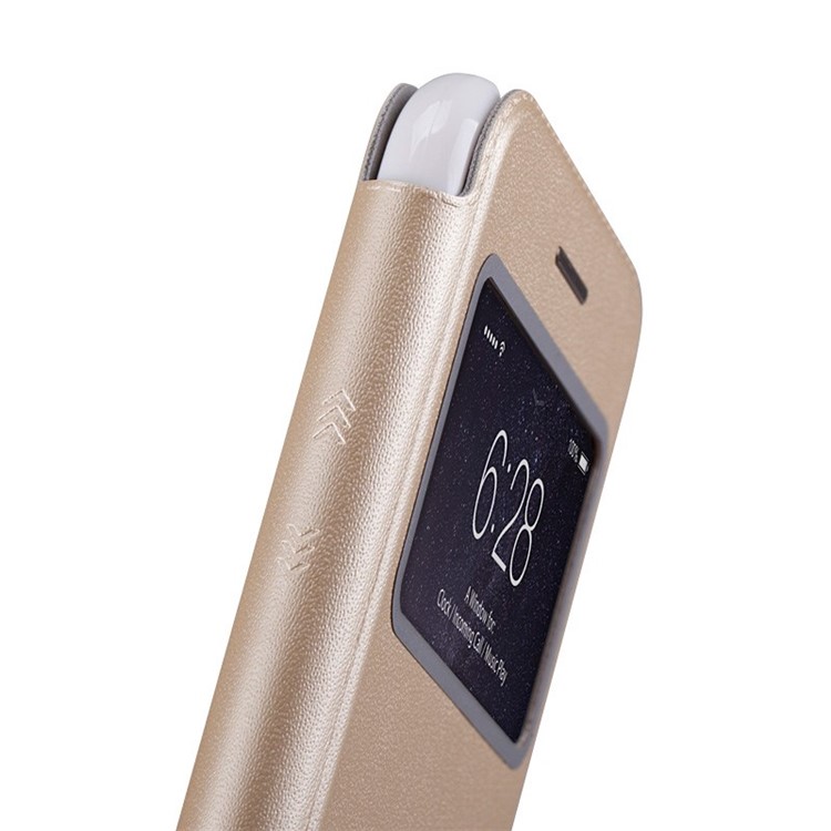 MOMAX Flip View Slide Answer Leather Stand Cover for iPhone 6 Plus / 6s Plus - Gold-9