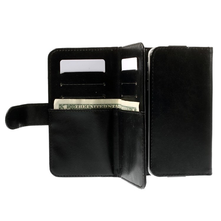 Universal Crazy Horse Wallet Leather Case Pouch for iPhone 6 Plus / 6s Plus, Galaxy Note 4 Etc, Size: 16 x 8cm - Black-6
