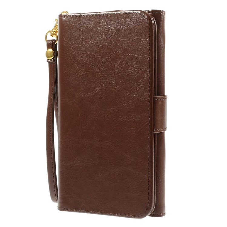 Universal Crazy Horse Leather Wallet Case Shell for iPhone 6 Plus / 6s Plus, Galaxy Note 4 Etc, Size: 16 x 8cm - Brown-2