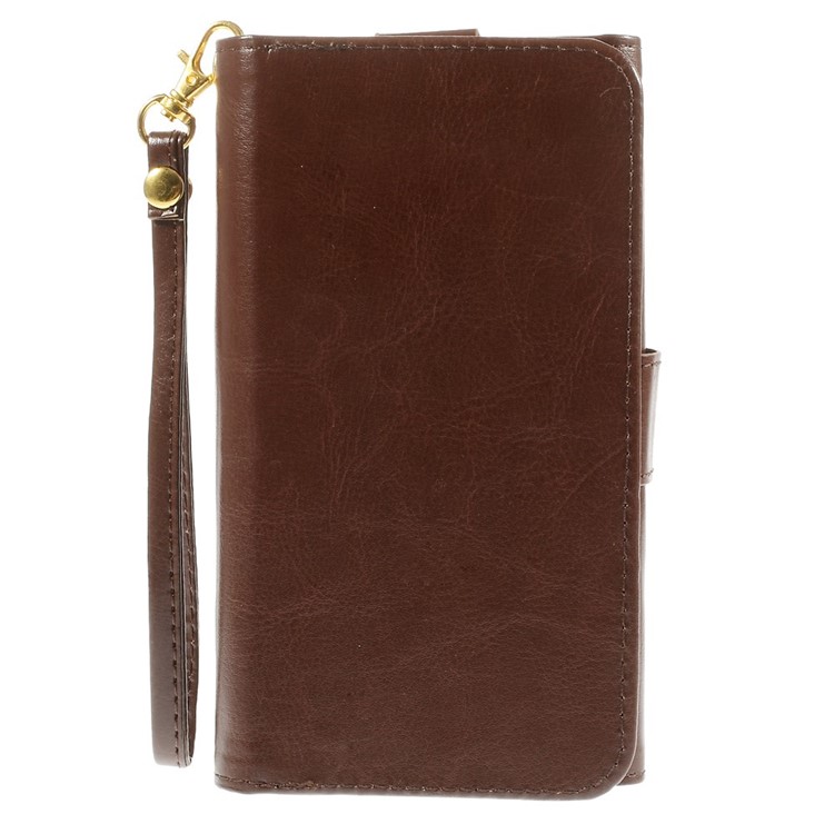Universal Crazy Horse Leather Wallet Case Shell for iPhone 6 Plus / 6s Plus, Galaxy Note 4 Etc, Size: 16 x 8cm - Brown-4