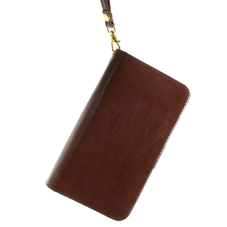 Universal Crazy Horse Leather Wallet Case Shell for iPhone 6 Plus / 6s Plus, Galaxy Note 4 Etc, Size: 16 x 8cm - Brown-5