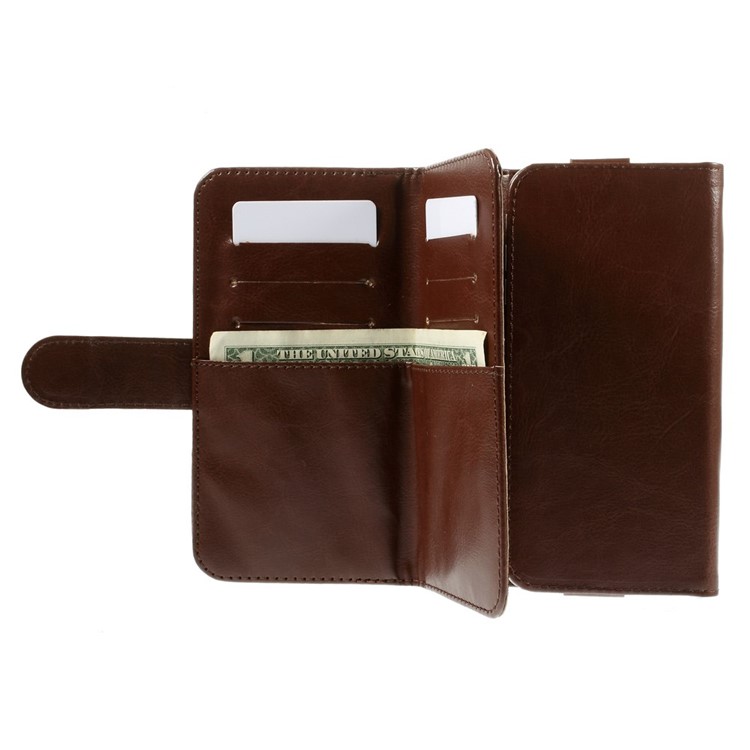 Universal Crazy Horse Leather Wallet Case Shell for iPhone 6 Plus / 6s Plus, Galaxy Note 4 Etc, Size: 16 x 8cm - Brown-6