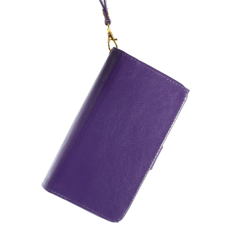 Universal Crazy Horse Leather Wallet Case Cover for iPhone 6 Plus / 6s Plus, Galaxy Note 4 Etc, Size: 16 x 8cm - Purple-5