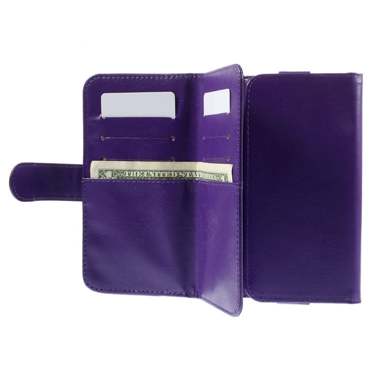 Universal Crazy Horse Leather Wallet Case Cover for iPhone 6 Plus / 6s Plus, Galaxy Note 4 Etc, Size: 16 x 8cm - Purple-6