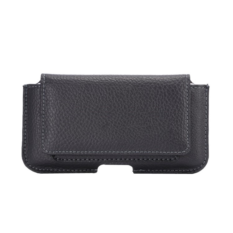 Lychee Texture Magnetic Flip Waistband Holster with Card Slot for iPhone 8 7 6s 6 - Black-1