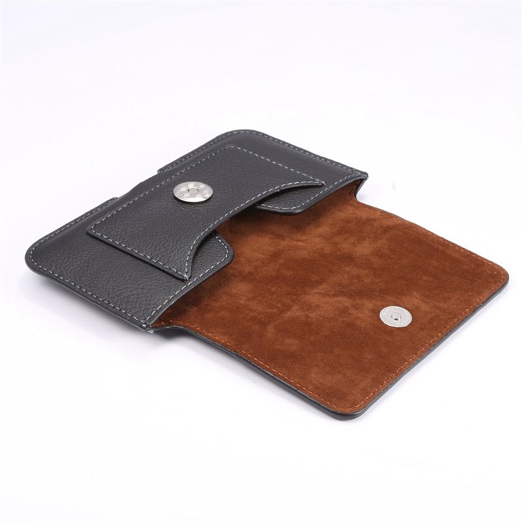 Lychee Texture Magnetic Flip Waistband Holster with Card Slot for iPhone 8 7 6s 6 - Black-4