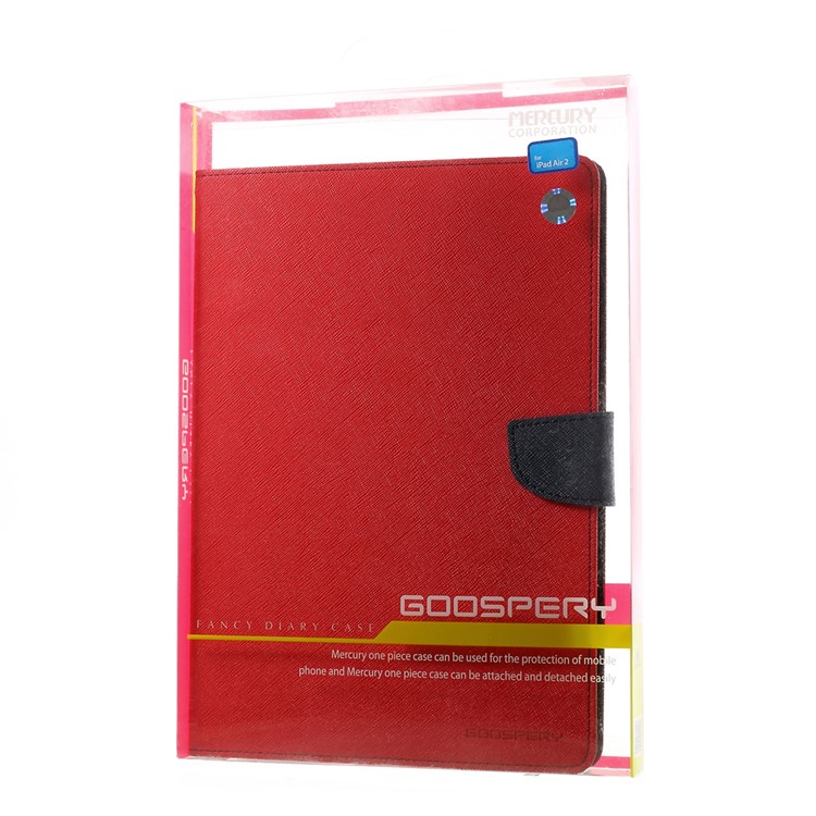MERCURY Goospery Fancy Diary Leather Stand Case for iPad Air 2 - Red-11