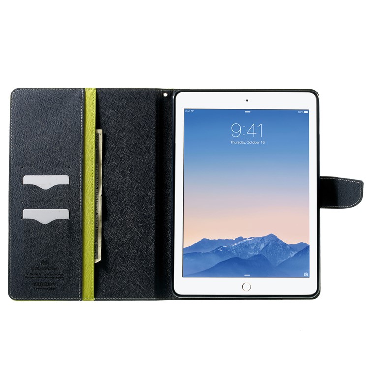 MERCURY Goospery Fancy Diary for iPad Air 2 Wallet Leather Stand Cover - Green-5