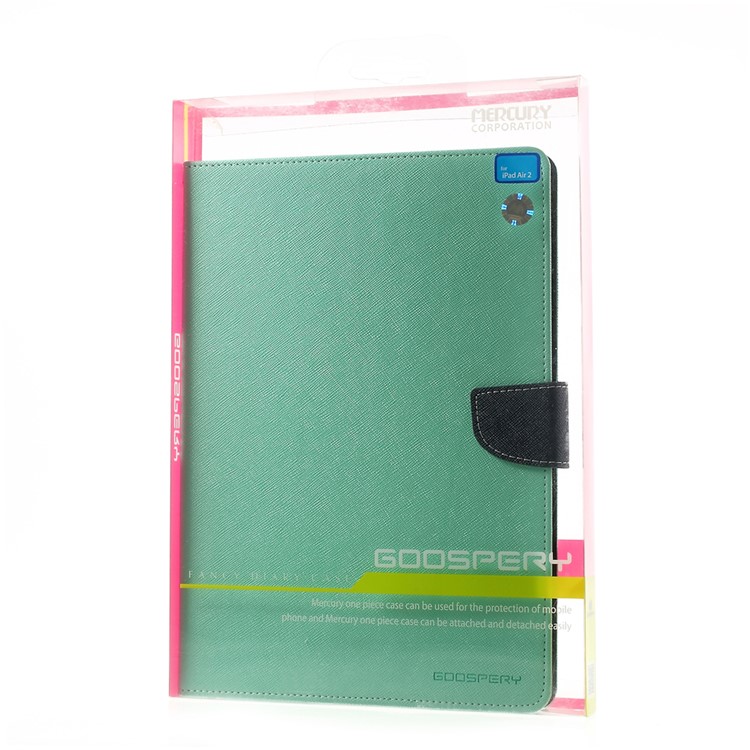 MERCURY Goospery Fancy Diary for iPad Air 2 Wallet Leather Stand Shell - Cyan-11