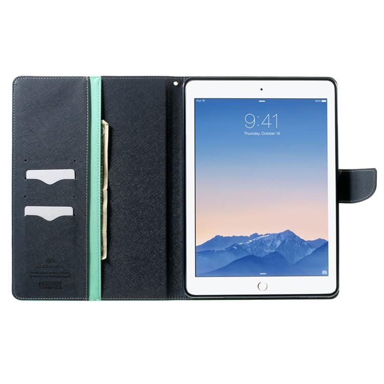 MERCURY Goospery Fancy Diary for iPad Air 2 Wallet Leather Stand Shell - Cyan-5