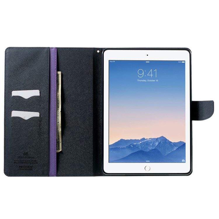 MERCURY Goospery Fancy Diary for iPad Air 2 Wallet Leather Stand Shell - Purple-5