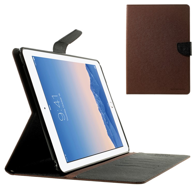 MERCURY Goospery Fancy Diary for iPad Air 2 Wallet Leather Stand Shell - Brown-1
