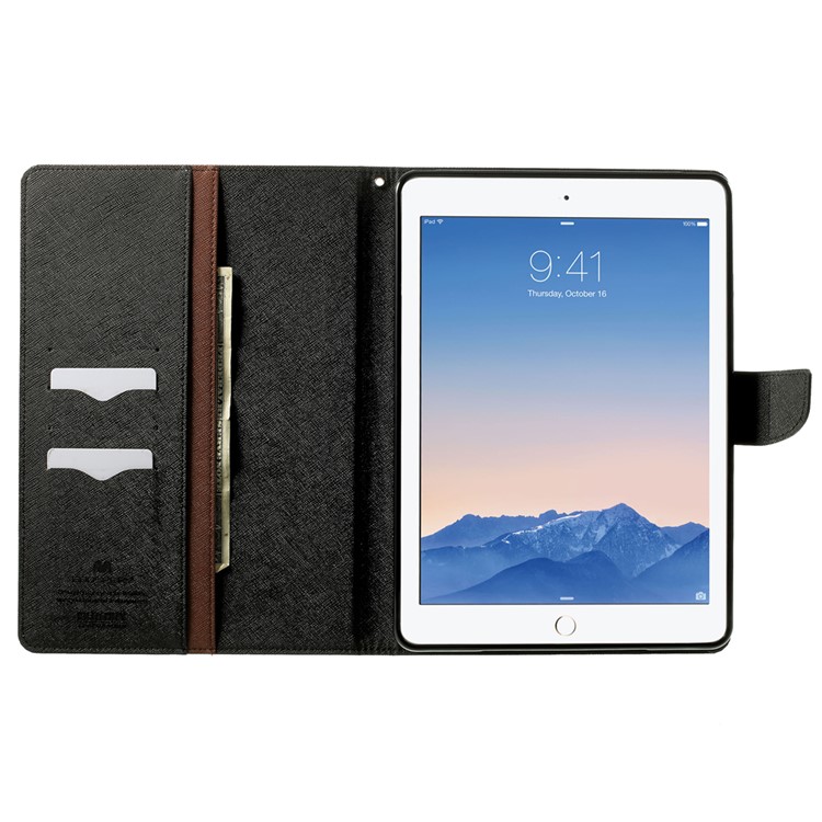 MERCURY Goospery Fancy Diary for iPad Air 2 Wallet Leather Stand Shell - Brown-5