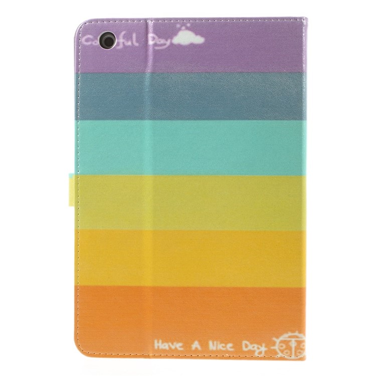 For iPad Mini / Mini 2 / Mini 3 Silk Leather Magnetic Stand Case - Rainbow Stripes-3