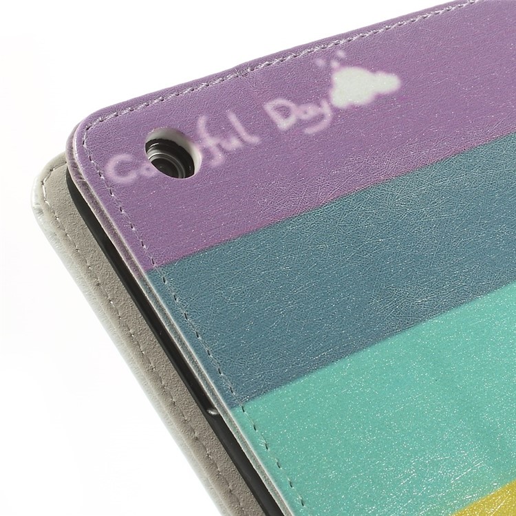 For iPad Mini / Mini 2 / Mini 3 Silk Leather Magnetic Stand Case - Rainbow Stripes-7