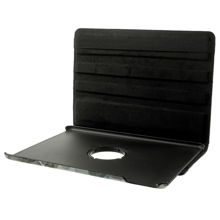 Elegant Flowers Leather Smart Case w/ 360 Degree Rotatory Stand for iPad Air 2 - Black-10