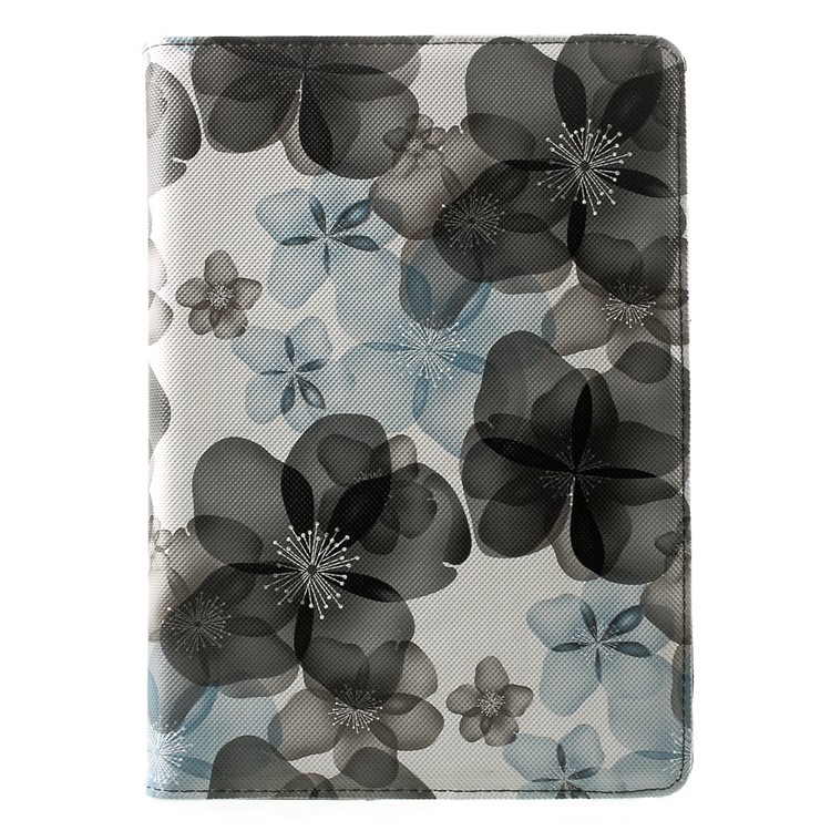 Elegant Flowers Leather Smart Case w/ 360 Degree Rotatory Stand for iPad Air 2 - Black-2