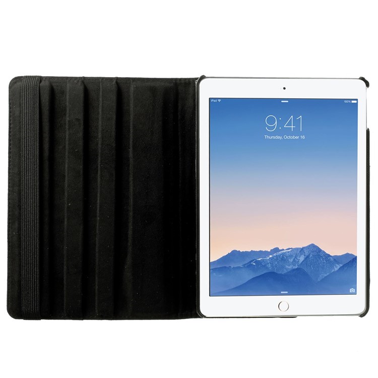 Elegant Flowers Leather Smart Case w/ 360 Degree Rotatory Stand for iPad Air 2 - Black-6