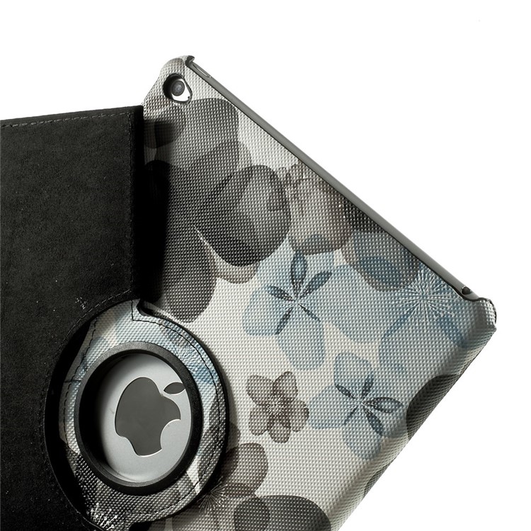 Elegant Flowers Leather Smart Case w/ 360 Degree Rotatory Stand for iPad Air 2 - Black-7