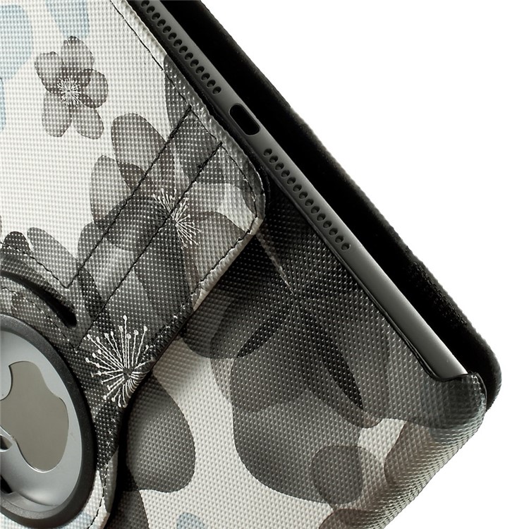 Elegant Flowers Leather Smart Case w/ 360 Degree Rotatory Stand for iPad Air 2 - Black-8