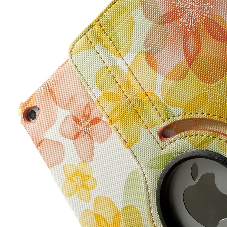 Elegant Flowers Smart Leather Cover w/ 360 Degree Rotatory Stand for iPad Air 2 - Yellow-10