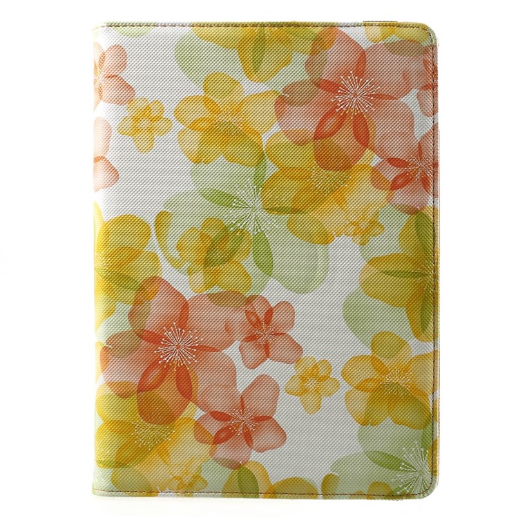 Elegant Flowers Smart Leather Cover w/ 360 Degree Rotatory Stand for iPad Air 2 - Yellow-2