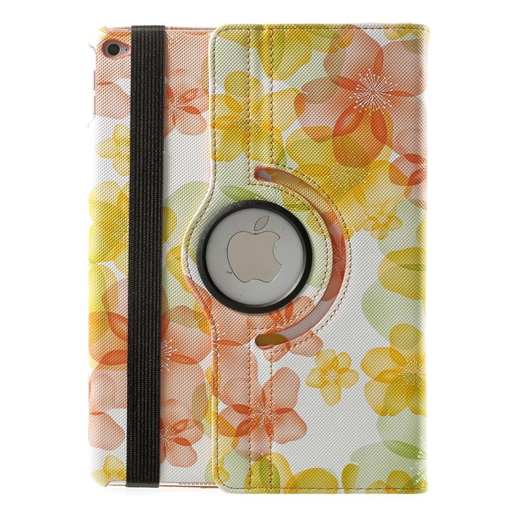 Elegant Flowers Smart Leather Cover w/ 360 Degree Rotatory Stand for iPad Air 2 - Yellow-3
