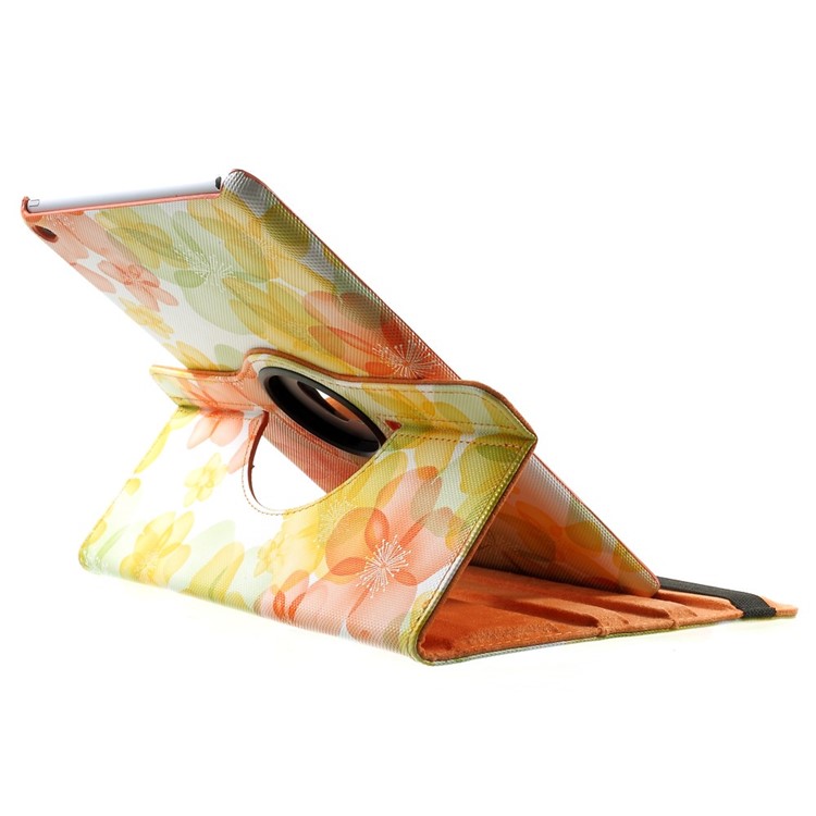 Elegant Flowers Smart Leather Cover w/ 360 Degree Rotatory Stand for iPad Air 2 - Yellow-5