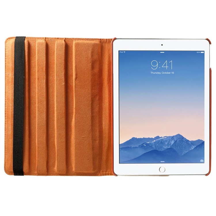 Elegant Flowers Smart Leather Cover w/ 360 Degree Rotatory Stand for iPad Air 2 - Yellow-6